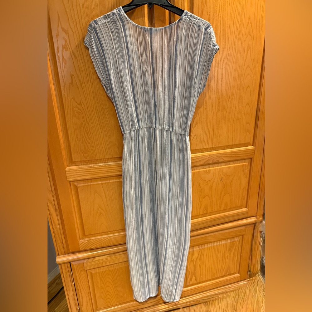 Blue Island Blue Striped Metallic Boho Coverup Maxi Dress Size Small - Picture 2 of 8
